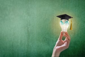 image showing a lightbulb with a graduate hat