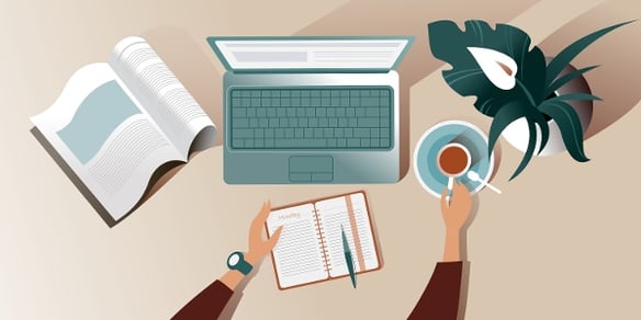 illustrated graphic of somone using a laptop
