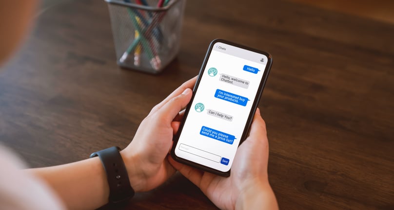 image shows someone talking with a chatbot on their phone