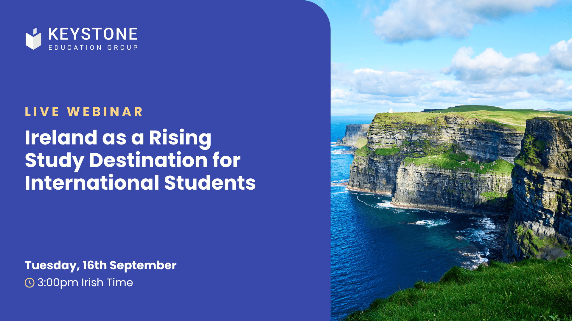 Ireland as a Rising Study Destination, image of cliffs in ireland