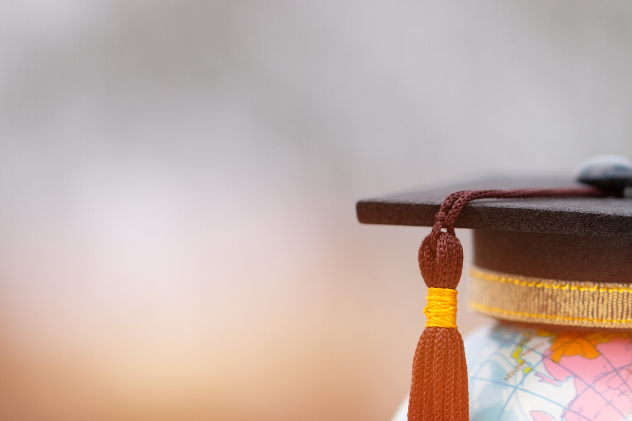 image of globe with a student graduation hat on it 