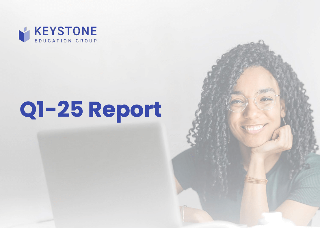 Q1 2025 Report cover - image of student at laptop