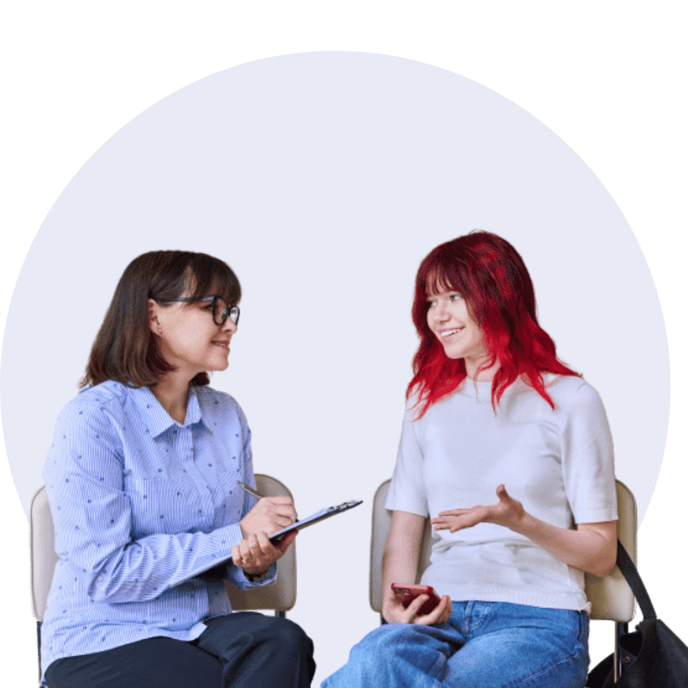 student with teacher